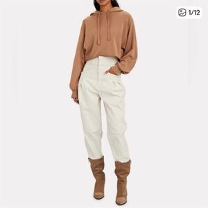 Frame Cropped Easy Hooded Sweatshirt size XXS Faded Tawny Brown